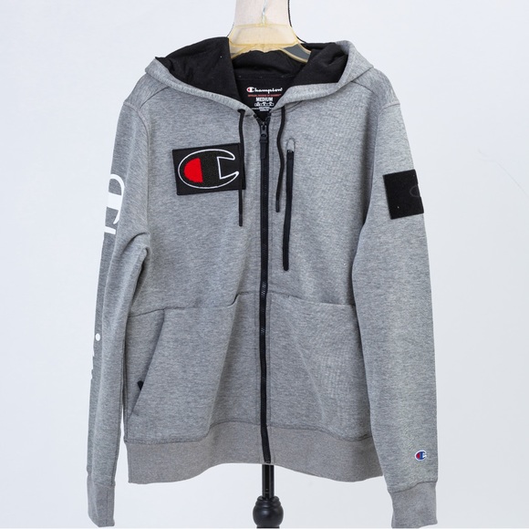 Champion Ultimate zipper up hoodie gray with Velcro patch system C
